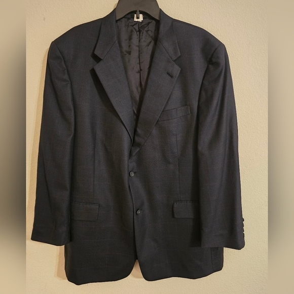 Vintage Hart Schaffner Marx Sports Coat Men 46R Navy Blue  2button Union - Picture 4 of 11